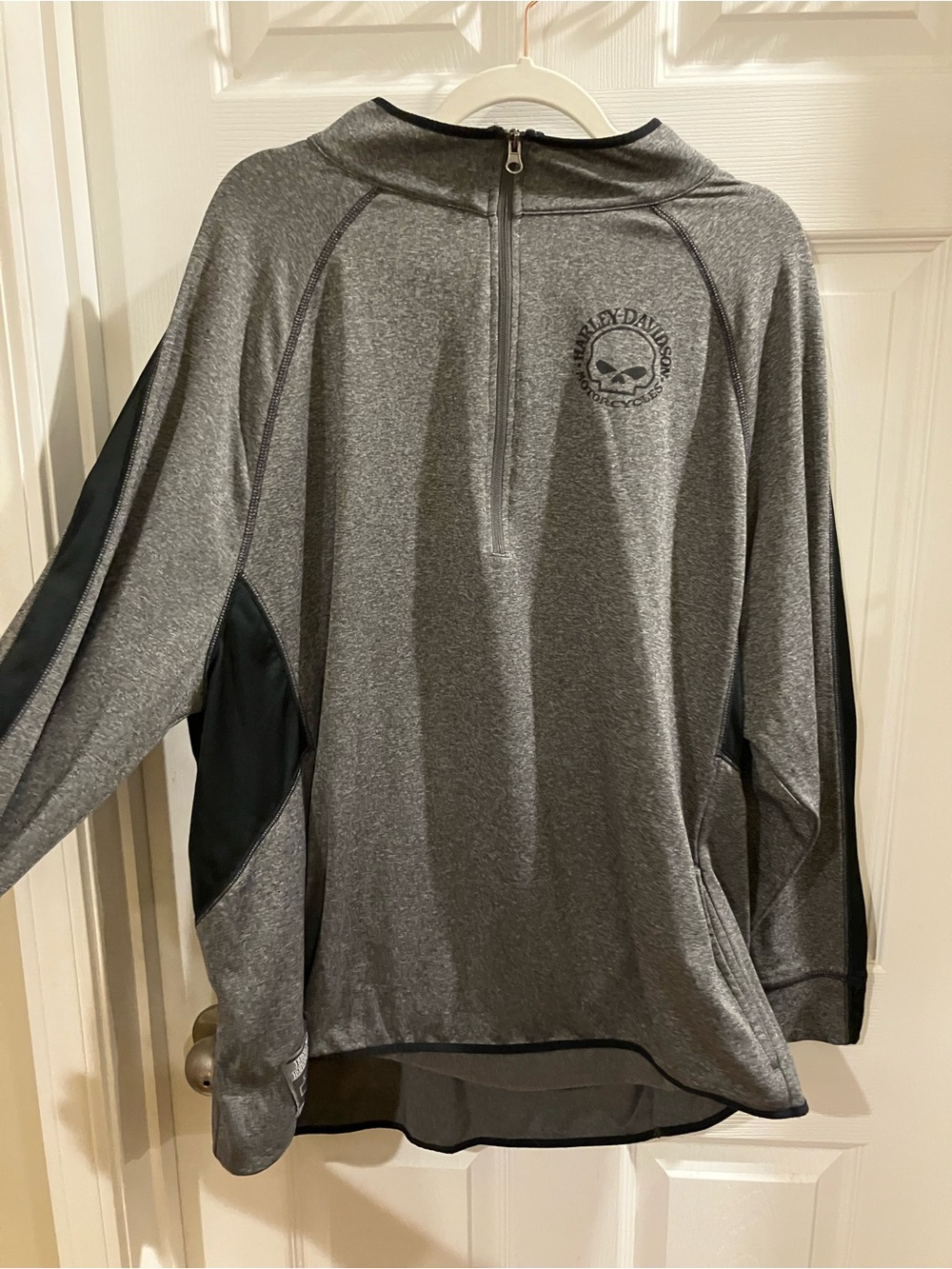 Harley-Davidson Men's Gray Half-Zip Pullover with Black Panels